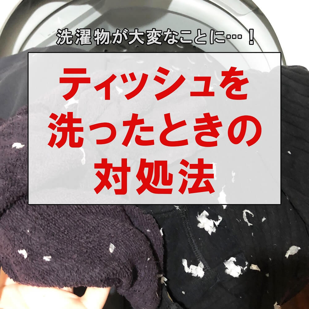 洗濯物がティッシュまみれ（泣）！キッチンのアレで本当にポロポロ取れるのか裏ワザを検証してみた