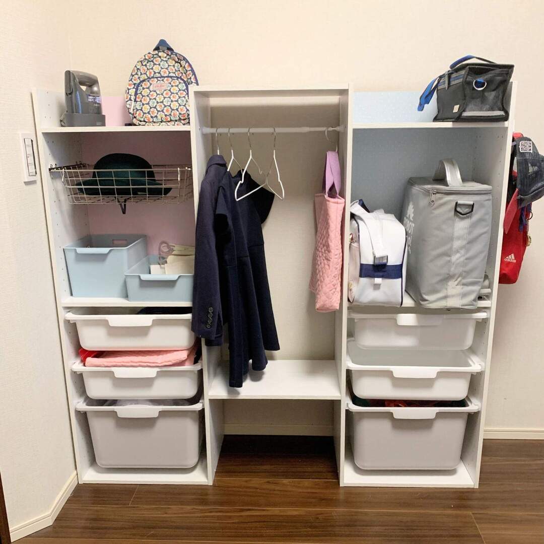 【ニトリのカラボ×100均アレンジ】子どもが取り出しやすい「お支度グッズ収納」がDIY初心者でも簡単にできた♡